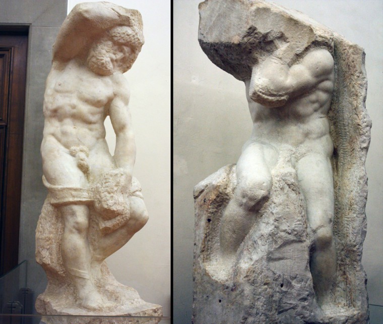 Lo Schiavo barbuto e Atlante di Michelangelo