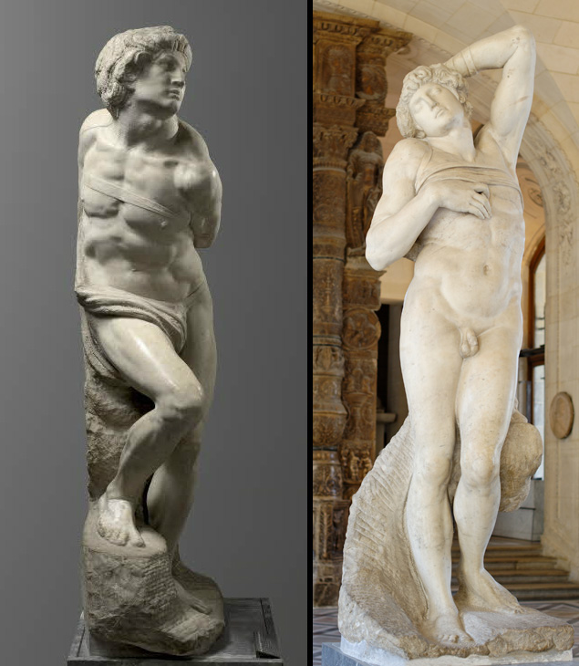 Lo Schiavo ribelle e lo Schiavo morente, al museo del Louvre Museum a Parigi