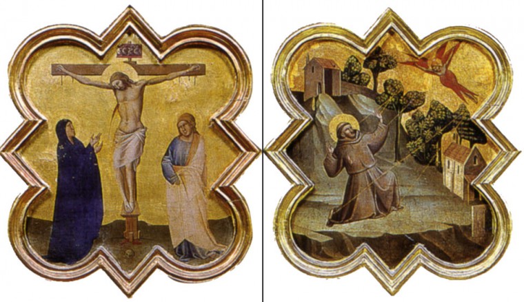 Two of Taddeo Gaddi's formelle - The Crucifix and Stigmata of St. Francis